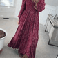 🎅49 % de réduction 💃 Robe longue doublée à taille smockée en rayonne à fleurs pour femme