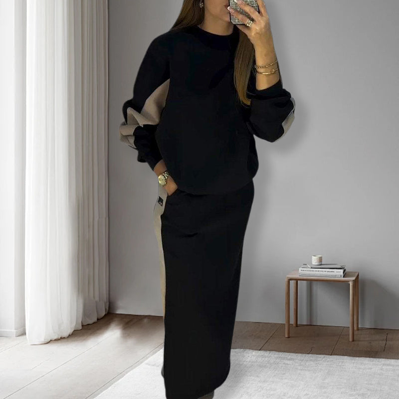 ⏳Spécial à durée limitée⏰Haut à manches longes motifs colorés & Jupe fendue - Ensemble✨