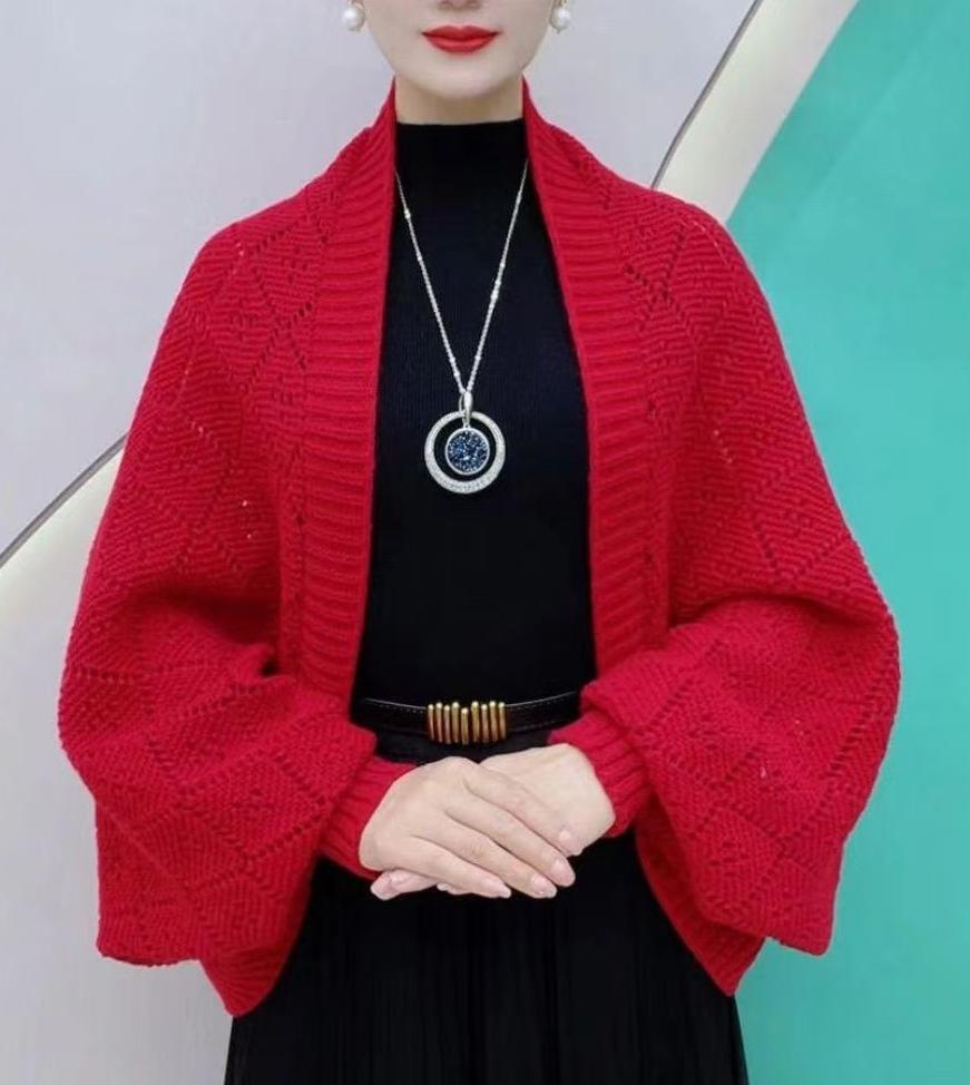 Veste-châle ajourée en maille tendance