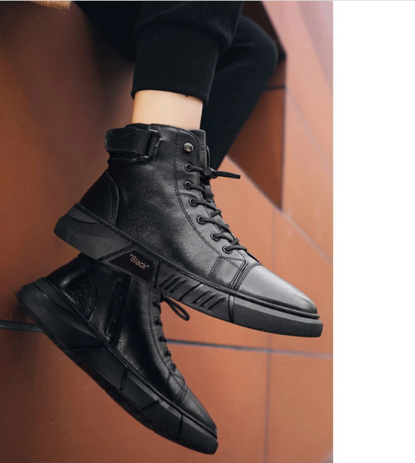 🎁 Soldes 49 % DE RÉDUCTION 🔥BOTTES EN CUIR NOIR MARTINI