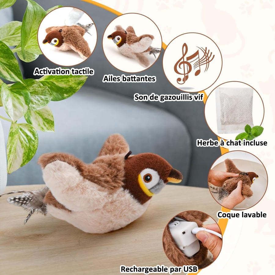 🔥Dernier jour 49% de réduction🐦Jouets à l'herbe à chat pour oiseaux à ailes battantes