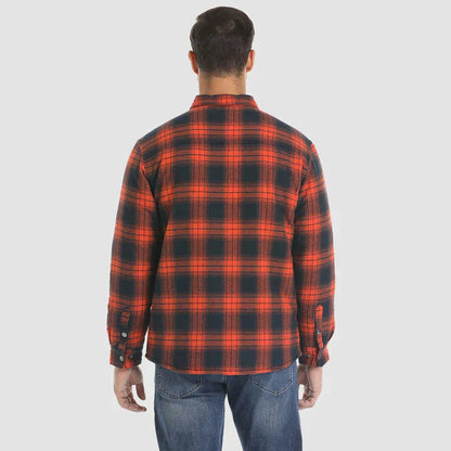 Veste de chemise en flanelle pour hommes Manteau à carreaux à manches longues, matelassé et doublé Vêtements d'extérieur épais à boutons pour l'hiver