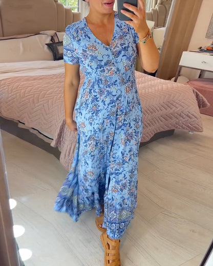 🔥 Printemps 2025 Nouveautés - 49% de réduction 🔥Robe à motif floral et décolleté en V