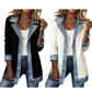 Manteau en maille côtelée élégant pour femme avec empiècements en jean