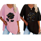 📊 Déjà plus de 100.000 vendus ! T-shirt à col en V imprimé roses pour femmes grandes taillesC