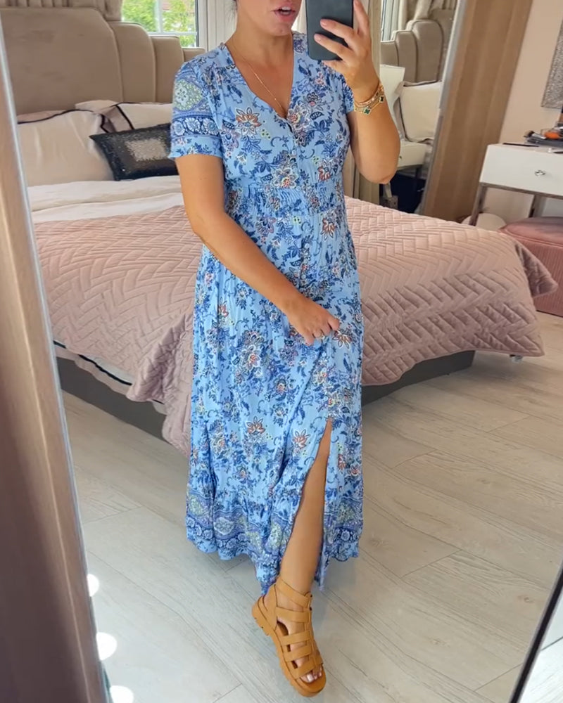 🔥 Printemps 2025 Nouveautés - 49% de réduction 🔥Robe à motif floral et décolleté en V