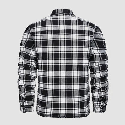 Veste de chemise en flanelle pour hommes Manteau à carreaux à manches longues, matelassé et doublé Vêtements d'extérieur épais à boutons pour l'hiver