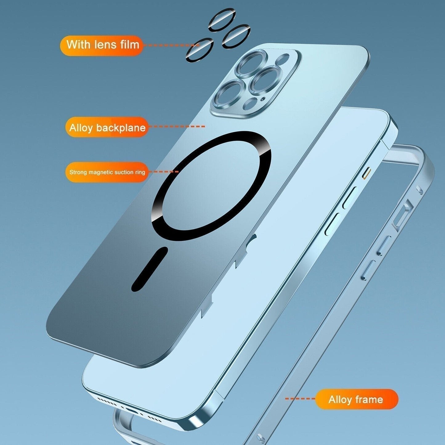 Chargement magnétique Aluminium Métal Bumper Matte Case Cover pour iPhone