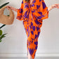 💃 Mode imprimé manches chauve-souris col V cordon de serrage robe