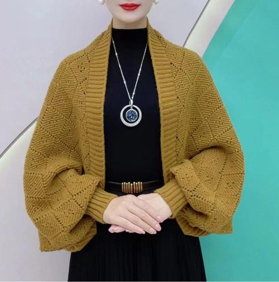 Veste-châle ajourée en maille tendance