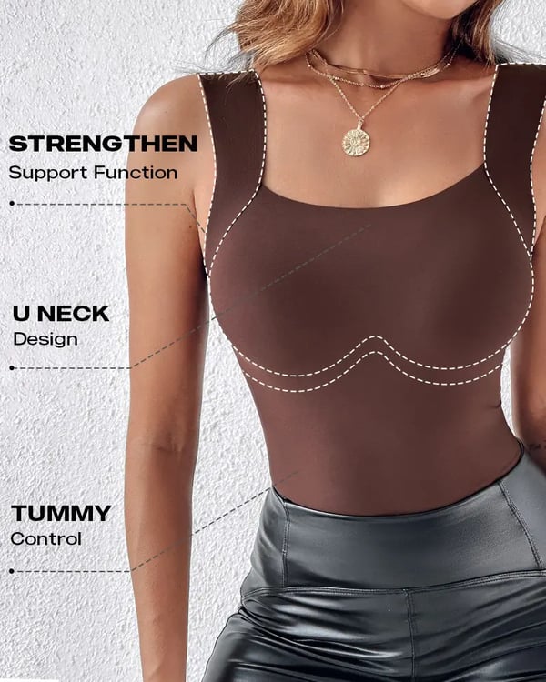 🔥Dernier jour 49 % de réduction💖Débardeur Femme Ultra Confortable 😌 à Encollure U | Avec Soutien-gorge Intégré pour un Look Parfait 💫✨