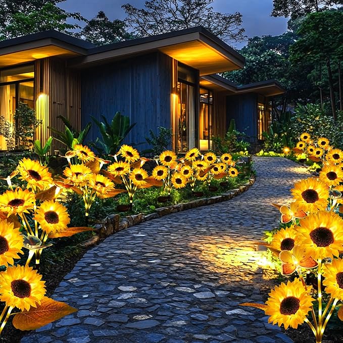 💐50% DE RÉDUCTION ! Lampes Solaires Tournesol – Étanches & Décoration Jardin 🌻💛【Offre Limitée】