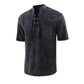 🥰Vintage men's V neck tie linen pocket short sleeve T Shirt loose top