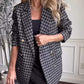 Veste de tailleur pour femme à revers simple en tissu écossais à carreaux