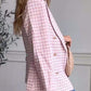 Veste de tailleur pour femme à revers simple en tissu écossais à carreaux