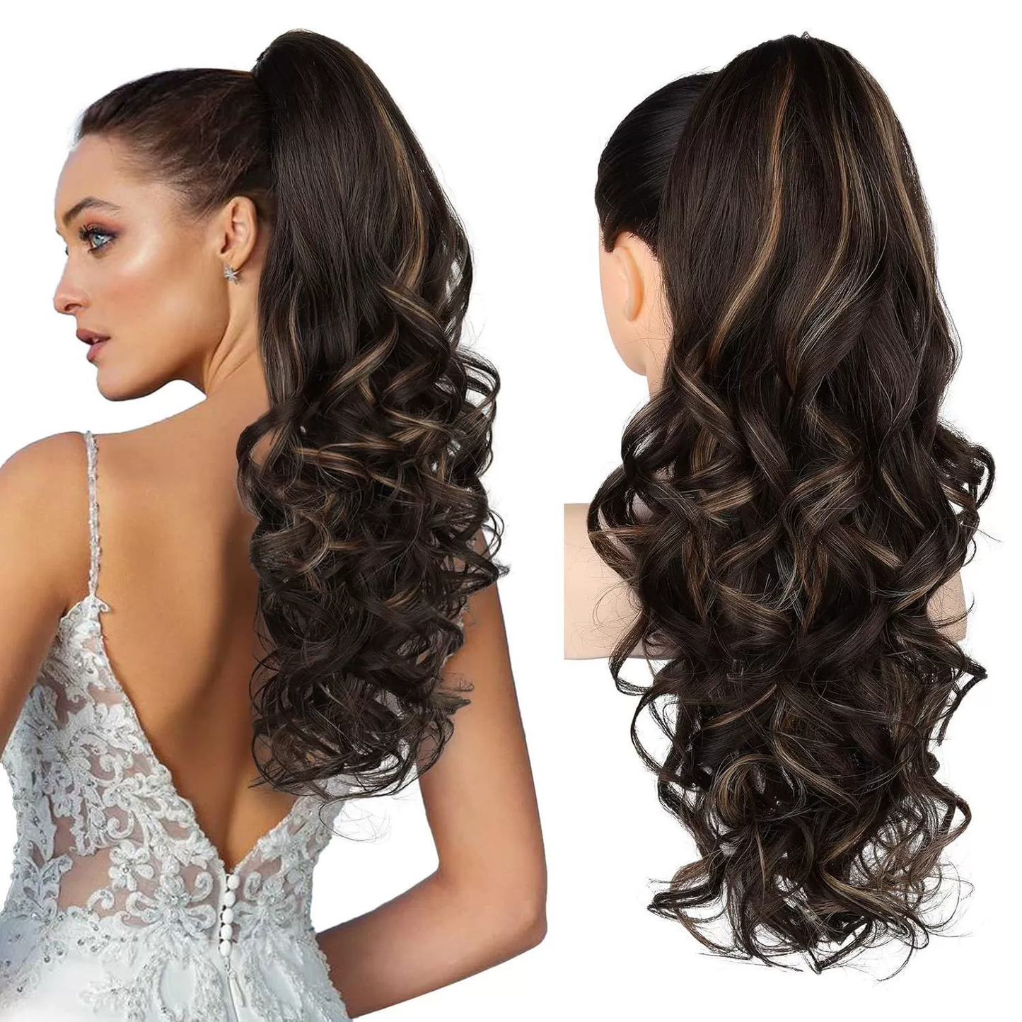 💜Promotion à durée limitée 50 % de réduction💜Extension de queue de cheval ondulée à clip