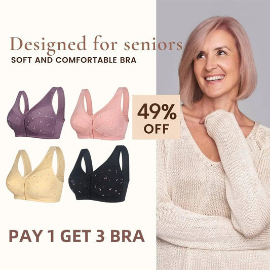 🔥Payez 1 Obtenez 3(3packs)🔥Soutien-gorge en coton à fermeture frontale Design for Senior