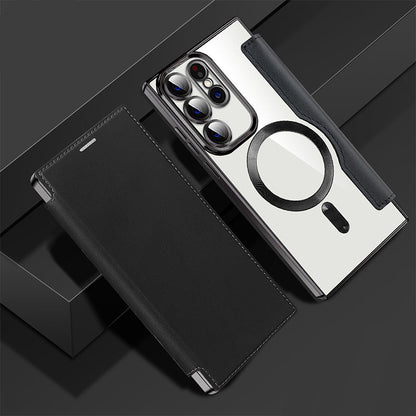 📱2025 Nouveau cuir structuré Flip étui de téléphone portable pour Samsung