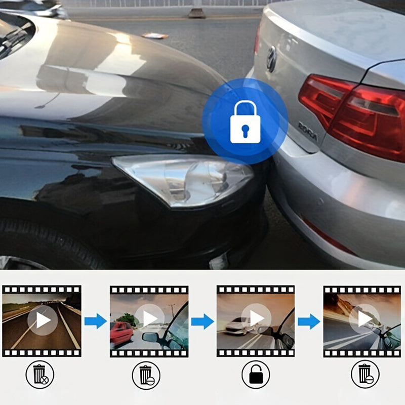 🚗 Caméra de tableau de bord double objectif – 170° grand angle, vision nocturne HD et surveillance 24h pour une sécurité totale