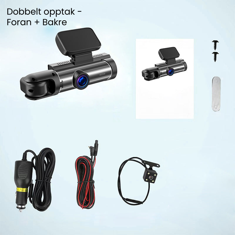 🚗 Caméra de tableau de bord double objectif – 170° grand angle, vision nocturne HD et surveillance 24h pour une sécurité totale