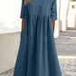 🔥Soldes d'été🔥Robe en coton à poches et col rond - Achetez 2 livraisons gratuites