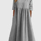 🔥Soldes d'été🔥Robe en coton à poches et col rond - Achetez 2 livraisons gratuites