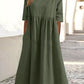 🔥Soldes d'été🔥Robe en coton à poches et col rond - Achetez 2 livraisons gratuites