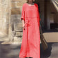 💝Robe décontractée à manches longues en coton à col rond