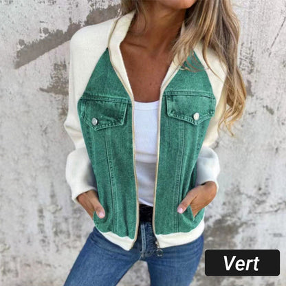 🔥 Vente du Black Friday : -50% 🔥 Veste en denim à fermeture éclair pour femmes