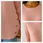 💥50 % RÉDUCTION 👚T-shirt uni décontracté à manches longues avec boutons pour femmes