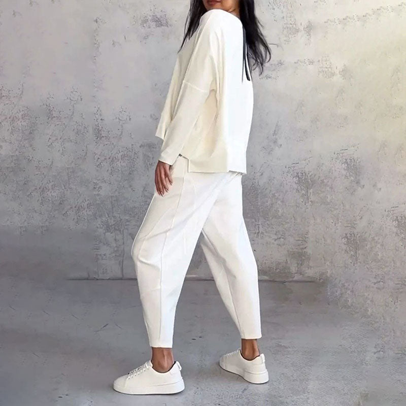 Ensemble 2 pièces haut à manches longues et pantalon à col rond✨