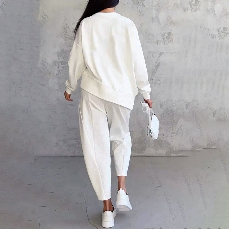 Ensemble 2 pièces haut à manches longues et pantalon à col rond✨