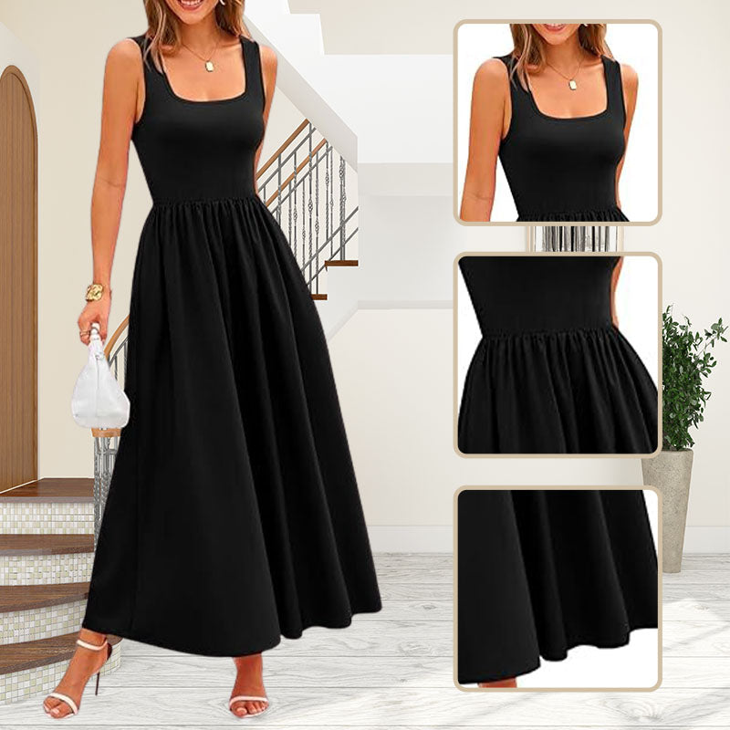 💃VENTE CHAUDE D'ÉTÉ -50% DE RÉDUCTION💃Robe décontractée sans manches de couleur unie pour femme