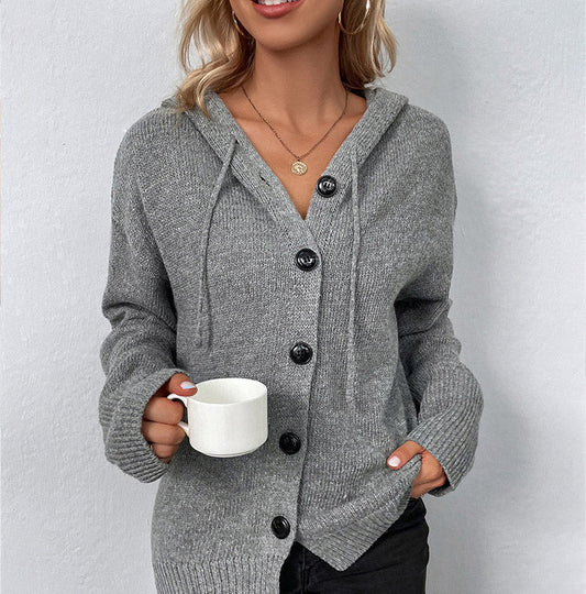 Manteau à capuche en tricot d'automne pour femmes