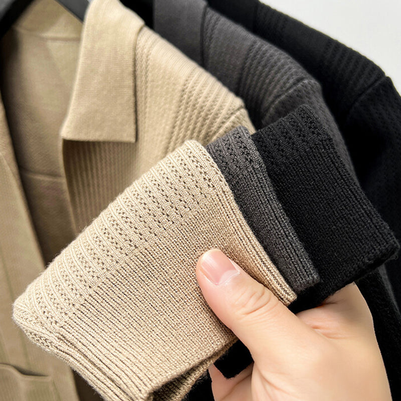 Veste Tricotée à Manches Longues avec Col à Revers pour Homme