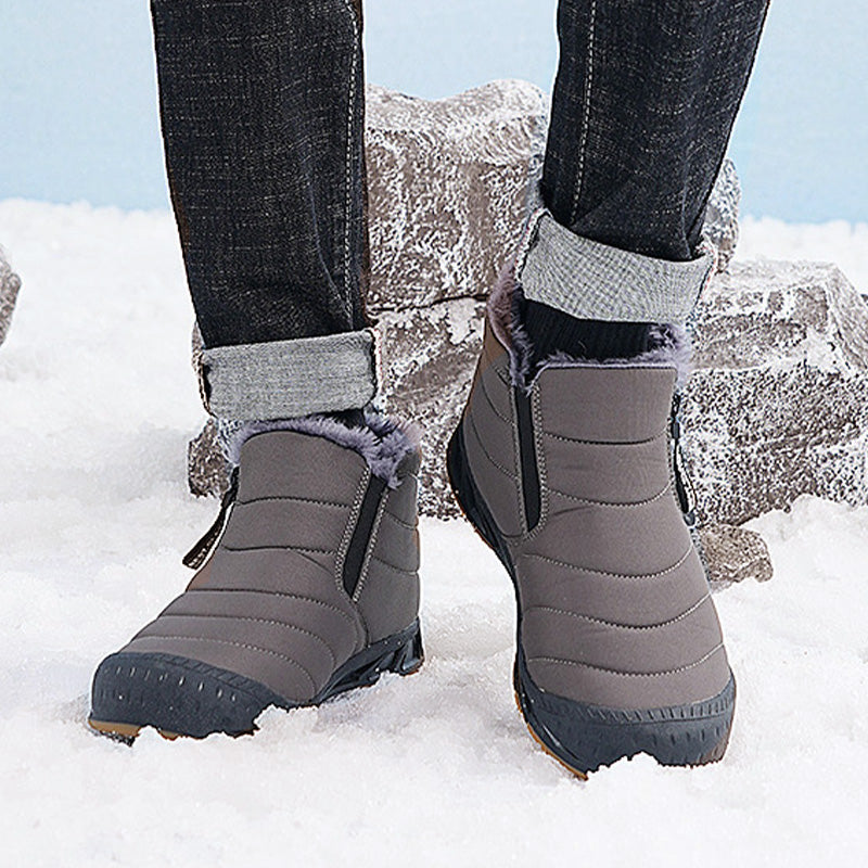 Bottes de neige chaudes et imperméables pour l'extérieur, avec doublure en fourrure synthétique pour l'hiver