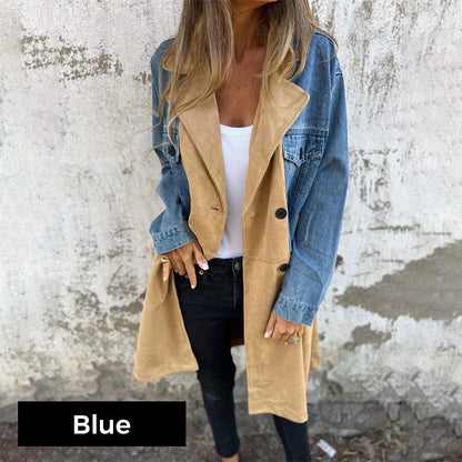 Trench mi-long avec surpiqûres en jean denim✨Achetez 2 livraison gratuite✨