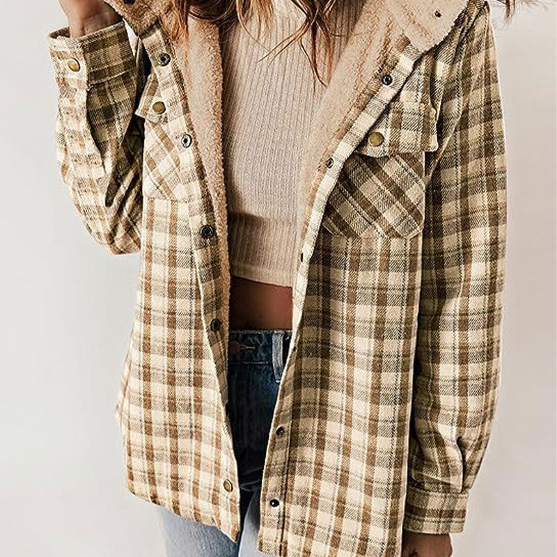 🔥Veste à capuche à carreaux tendance pour femmes en hiver