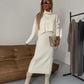 💕Vente chaude 60% de réduction💕Ensemble robe midi et pull à col roulé