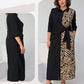 Robe à manches sept quarts imprimée avec revers et fente