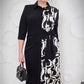 Robe à manches sept quarts imprimée avec revers et fente