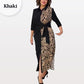 Robe à manches sept quarts imprimée avec revers et fente