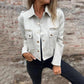 🔥Offre limitée à 50 % de réduction🔥Veste utilitaire boutonnée en daim pour femmes