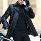 Trench-coat en cuir PU pour hommes à double boutonnage