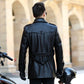Trench-coat en cuir PU pour hommes à double boutonnage