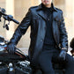 Trench-coat en cuir PU pour hommes à double boutonnage