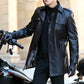 Trench-coat en cuir PU pour hommes à double boutonnage