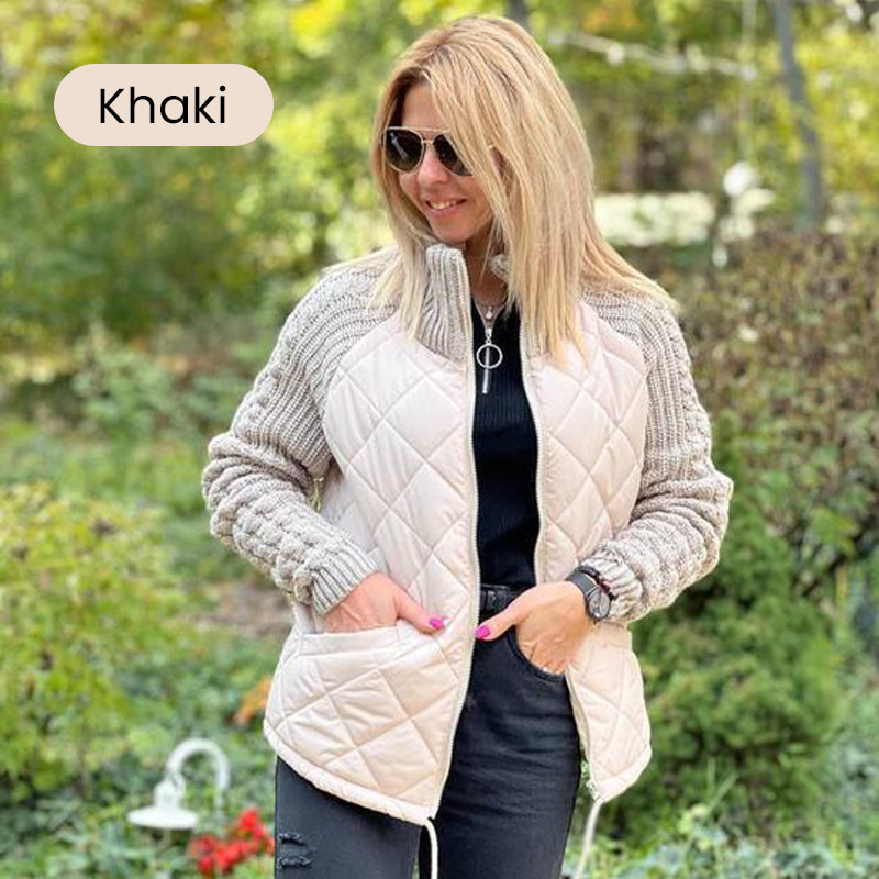 🎁Vente de Noël☃️2025 Veste bouffante en tricot patchwork pour femmes