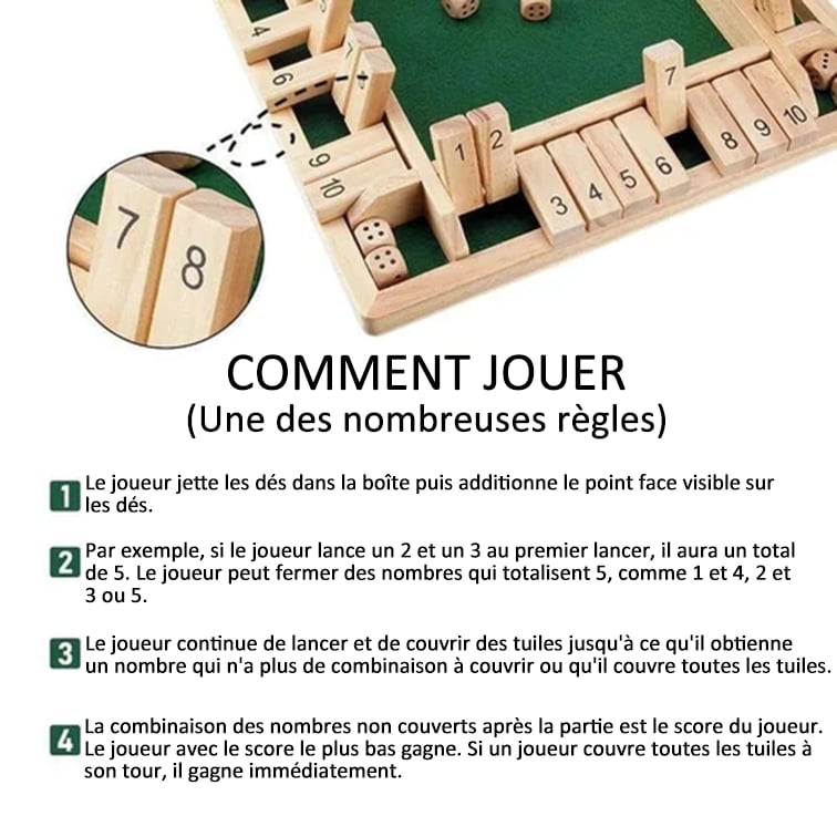 JEUX FAMILIAUX AMUSANTS - Shut The Box Brädspel🎲