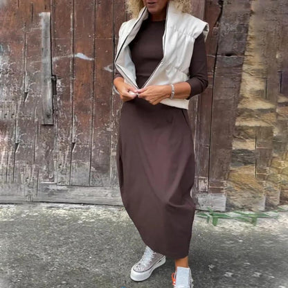 Robe élégante et simple pour femmes avec poche